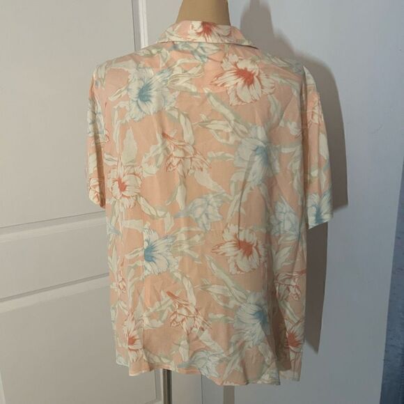 Liz Claiborne Silk Orange Floral Button Down 2X - Picture 3 of 4